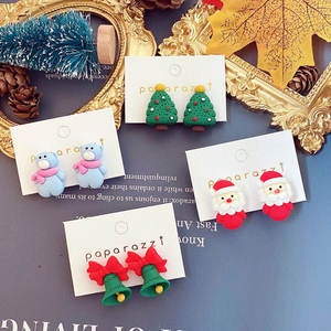 SC ต่างหูหนีบการ์ตูนเจ้าหญิงน่ารักสำหรับเด็ก,ต่างหูทรงซานต้าสโนว์แมนไม่เจาะหวานต่างหูคริสมาสต์สำหรับเด็กผู้หญิง - Product Image 4