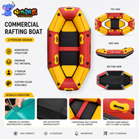 Bateau pneumatique commercial pour parc aquatique, idéal pour le rafting, 2 personnes, PVC 0,9 mm, maille, couleur personnalisée, bateau de rafting fluvial