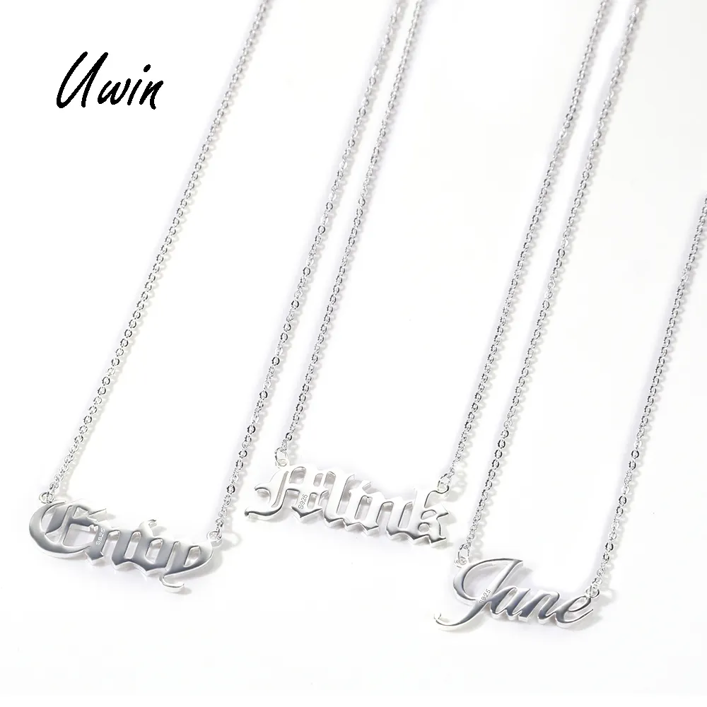 Custom Name Necklace 925 Sterling Silver Personalized Name Plate Jewelry