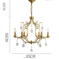 Lustre en cristal sur base en cuivre, style américain, pour salon, salle à manger, hôtel, personnalisable.