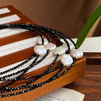 Collier de perles d'été tendance, collier baroque fin à perles, colliers noirs pour femmes
