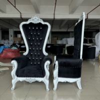 Chaise de banquet de mariage et d'événement à dossier haut en velours noir avec cadre argenté blanc, personnalisable