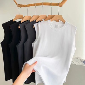 Débardeur sans manches pour homme, couleur unie, coton, col rond, coupe ample, respirant, décontracté, pour le sport, vêtements d'été, blanc, noir, gris foncé - Product Image 1