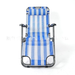 HiQu Nouveauté Chaise de <span class=keywords><strong>plage</strong></span> pliante à rayures bleues, lit d'appoint multifonctionnel pour <span class=keywords><strong>la</strong></span> pause déjeuner au bureau - Product Image 1
