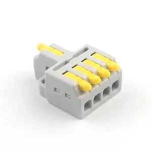 Electrical Connectors Quick Wiring Cable Terminal Blocks Mini Screw Fixing Hole 1 In 4 Out Yellow Lever Nut Compact Connectors