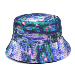 Nouveau Double Face Rétro Soleil Chapeau Hip Hop Style Seau Chapeau Denim Haute Qualité Fleur <span class=keywords><strong>Peinture</strong></span> Pêcheur Casquette pour Hommes Femmes Casual - Product Image 3