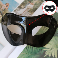 Masque élégant noir moderne demi-visage en PP (100% neuf) - Fabriqué en Chine pour bals masqués, fêtes d'Halloween, événements thématiques