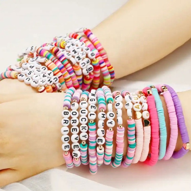 Personalized Custom Fans Inspired Gifts Jewelry Bracelet Bohemian Layering Polymer Beaded Friendship Bracelets