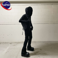 QZFSO personnalisation noir mince Logo personnalisé 100% coton fermeture éclair complète Hoddie avec fourrure détachable col en fausse fourrure capuche à capuche