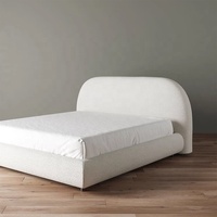 Lit double Zayshine de luxe moderne français en tissu blanc, grande taille, pour chambre principale, 1,5-1,8 mètres, modulaire, pour appartement ou hôtel, lit moelleux