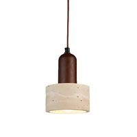 Lampe suspendue en travertin de style nordique Wabi-sabi, pierre naturelle et bois, pour îlot de cuisine, salle à manger, chevet, décoration
