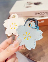 Perlengkapan Pembuatan Gantungan Kunci Kulit Sakura DIY Dengan Rantai Manik-Manik & Cincin Logam untuk Pembuatan Perhiasan, Pengatur Kunci Mobil
