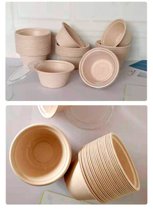 Recipiente Desechable Biodegradable Personalizado de Fibra de Caña de Azúcar para Envasado de Ensaladas y Postres de Helado Congelado - Product Image 4