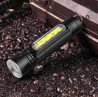 T6 Lampu Kemah Mini Led Isi Ulang Daya, Lampu Kemah 18650 Portabel, Senter COB Tahan Air, Lampu Kemah dengan Magnet Ekor