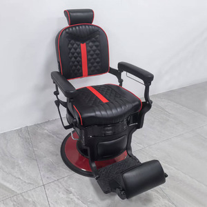 Sillón de Barbería Profesional Clásico de Cuero Negro con Bomba Hidráulica, Silla de Salón Retro para Afeitar, Silla de Peluquería para Hombres en Venta - Product Image 5