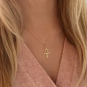 Diseño único Ankh Cruz Collar con colgante egipcio Antiguo símbolo misterioso Collar bohemio de acero inoxidable - Product Image 3