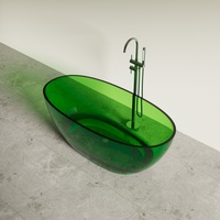Baignoire de luxe moderne en résine transparente pour projet hôtelier 5 étoiles, baignoire autoportante en surface solide transparente, sur mesure