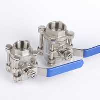 Robinet à bille manuel 3 pièces en acier inoxydable 304/316 robuste avec poignée, raccords F&NPT, pour eau, huile, gaz et produits chimiques industriels (OEM)