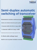 Hub isolateur RS-485 8 ports avec isolation 2500V, protection contre les surtensions 600W, direction de flux de données automatique pour réseaux industriels