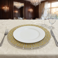 Assiette de présentation noire classique décorative pour dîner, hôtel, banquet, mariage, dorée