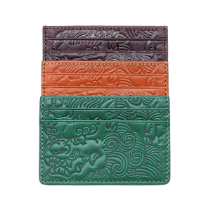 Wriza Embossed Dragon National Style Women Genuine Leather Credit <b>Card</b> Holder Multi Function <b>Card</b> Storage Wallet No Closure - Product Image 2
