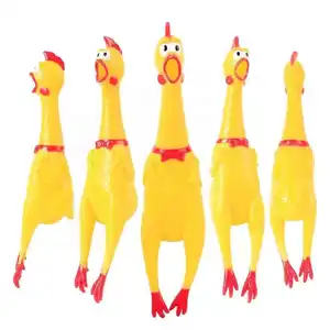 Sound Toy Scream Chicken Pet Dog Toy Squeeze Sound Dog Chew Toy Durable Yellow Rubber