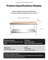 Table de préparation en acier inoxydable avec plateau en bois, prix d'usine, pour boucherie, restaurant, traiteur, charcuterie, station de travail pour la transformation alimentaire