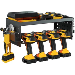 JH-Mech Removable Combination Heavy Power Tool Shelf Utility Storage Rack for Cordless Wall Mount Metal Power Tool Organizer