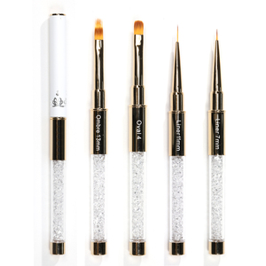 Brosse à ongles acrylique professionnelle Kolinsky Logo personnalisé diamant or Rose manucure Gel brosse ensemble un temps doublure incurvée brosse à ongles - Product Image 1