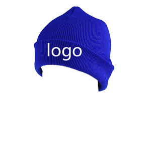 Blue Unisex Beanie <b>Hat</b> 100% Acrylic Knitted Solid Color Casual <b>Winter</b> Warm Headwear Adult Size 56-58CM - Product Image 1