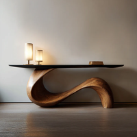 Console d'entrée moderne et unique, meuble d'art design haut de gamme en bois massif