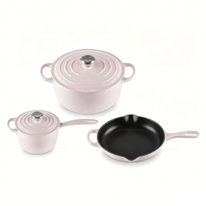 Ensemble de 5 ustensiles de cuisine <span class=keywords><strong>en</strong></span> <span class=keywords><strong>fonte</strong></span> <span class=keywords><strong>émaillée</strong></span> rouge antiadhésifs : <span class=keywords><strong>cocotte</strong></span>, faitout, poêle, poêle à frire, marmite professionnelle pour cuisinière à induction - Product Image 2