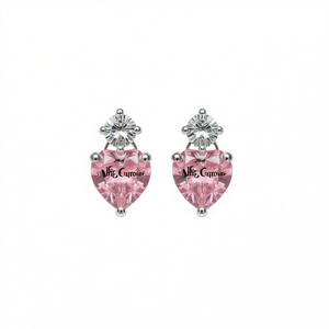 Pendientes de Corazón Rosa Cupidus con Incrustaciones de Piedras Transparentes para Mujer, Regalo Romántico, Material de Aleación - Product Image 1