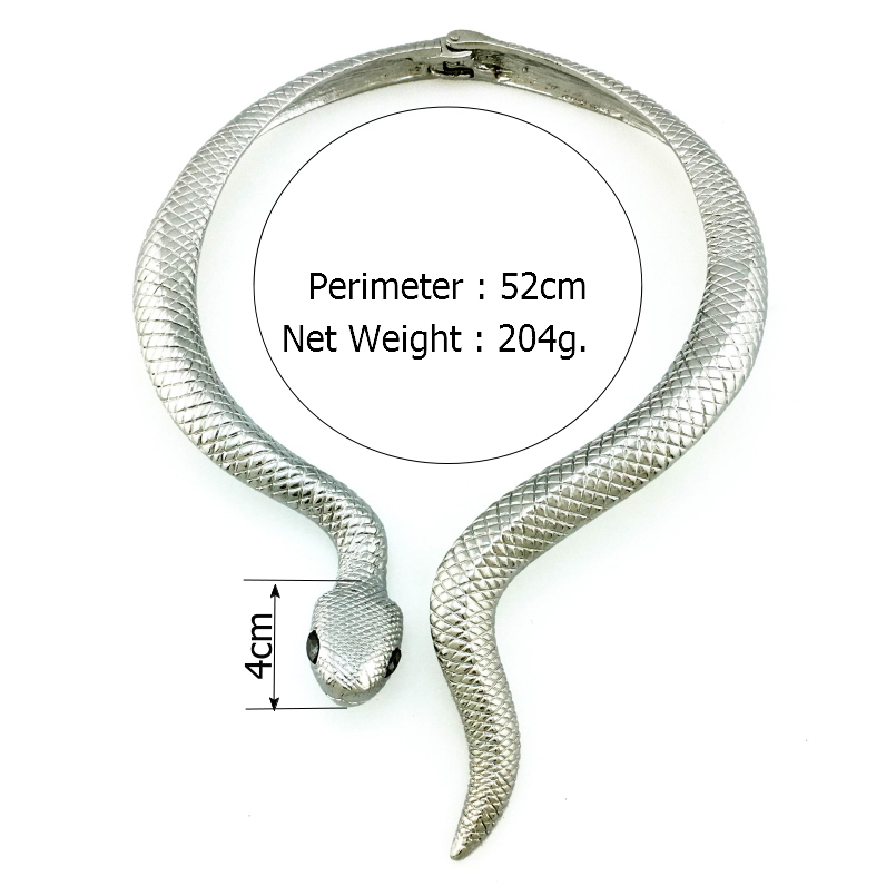 Collana a forma di serpente in oro 14 carati, ciondolo a