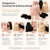 Sac à cordon en satin de soie rose imprimé sur mesure, sac à poussière, sac de rangement pour bijoux, cils, perruques, sac en satin de soie pour cadeau