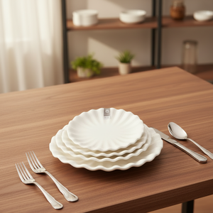 Platos de boda de plástico blanco de melamina irrompible de diseño elegante - Product Image 4