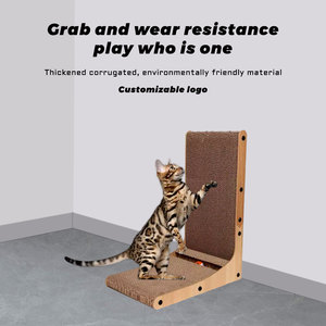 2024 portabel kertas bergelombang papan garuk kucing dalam ruangan kucing dan anak kucing berbentuk L tempat menggaruk kucing - Product Image 2