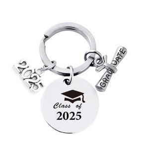 2025 Graduation Keychain Stainless Steel Custom Engraved Metal <b>Gift</b> for Students Backpack <b>Tag</b> Wholesale - Product Image 2