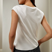 100% Moerbei Zijde Ronde Hals Vest Casual Halters Mouwloos Shirt Effen Kleur Losse Vrouwen Blouses Shirt