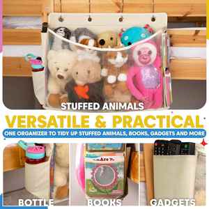 Bedside Hanging Stuffed Animal Organizer with Clear Window Large Capacity Over Bunk <b>Bed</b> Toy Storage <b>Bag</b> for Kids Dorm Organize - Product Image 3