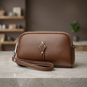 Sac bandoulière vintage en PU avec fermeture éclair, design de serrure décorative, marron, sangle unique, pour usage quotidien automne-hiver - Product Image 2