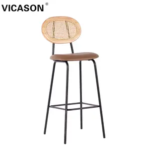 VICASON, лидер продаж, оригинальный деревянный кухонный островной стол из массива дерева, из микрофибры, ротанга, барные стулья