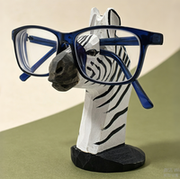 Support de présentation artisanal en bois pour lunettes et lunettes de soleil, idéal pour la décoration de la maison ou du bureau, ou comme cadeau (Zèbre)