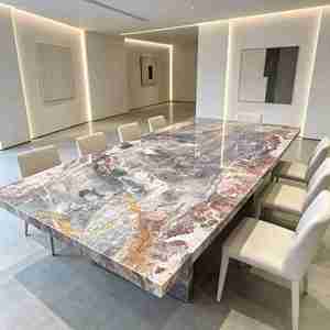 Modern Rectangular Dining Table Natural <b>Marble</b> <b>Top</b> for Living Room Home - Product Image 1