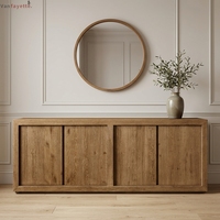 Buffet en bois bicolore, blanc et chêne, armoire de rangement contrastée