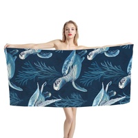 2025 Hot Sale Teal Sea Turtle Sea Grass Print Custom Design Beach Towels