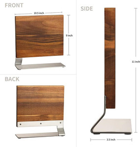 Porta espositore coltello universale da cucina multifunzione legno di Acacia in acciaio inox blocchi di coltelli magnetici - Product Image 4
