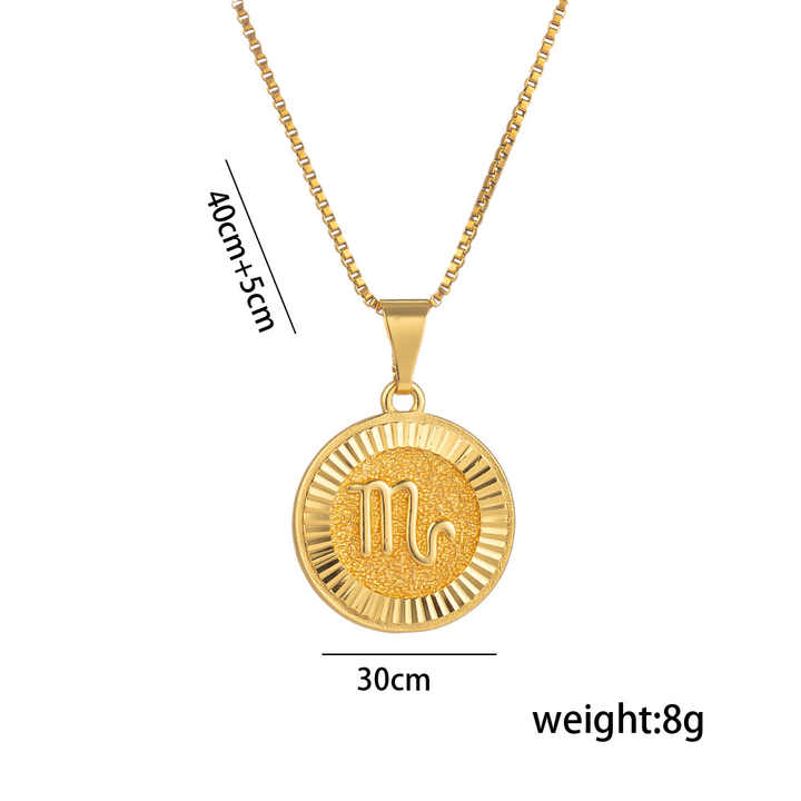 12 Constellation Zodiac Silver Crystal Pendant Necklace