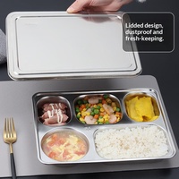 Plateau alimentaire rectangulaire compartimenté en acier inoxydable 304 de qualité alimentaire