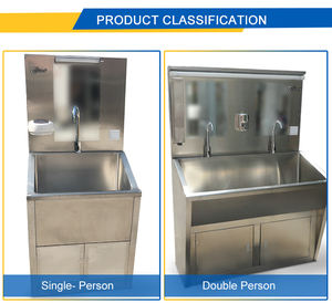 Équipement médical hospitalier Lavabo à double poste en acier inoxydable pour le lavage des mains - Product Image 6